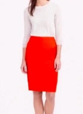 NWT J. Crew Factory Red Wool The Pencil Skirt Size 10